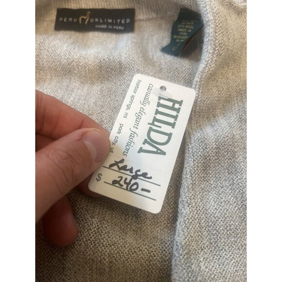 NWT Baby Alpaca Wool Blend Peru Unlimited Long Sleeve Large Gray Button Cardigan - Picture 4 of 11